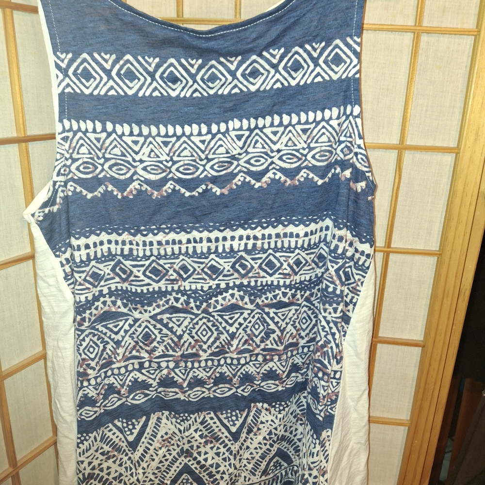 Blue and White Chaps Patterned Women's Blouse